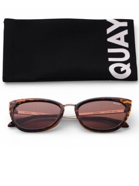 QUAY Honey Sunglasses Tortoise Gold Frame Brown Lens RX Ready Cat Eye NWT